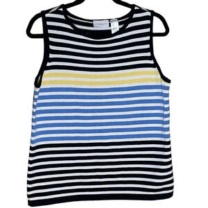 Liz Claiborne Womens Sleeveless Woven/Knitted Striped Tank Top Size L Nautical.